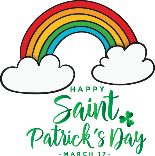 Transparent St. Patrick's Day Text Line Meteorological phenomenon for Saint Patrick for St Patricks Day