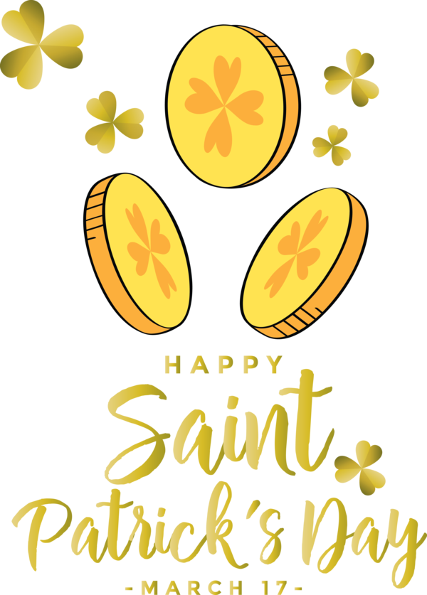 Transparent St. Patrick's Day Yellow Font Happy for Saint Patrick for St Patricks Day