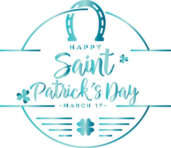 Transparent St. Patrick's Day Aqua Turquoise Text for Saint Patrick for St Patricks Day