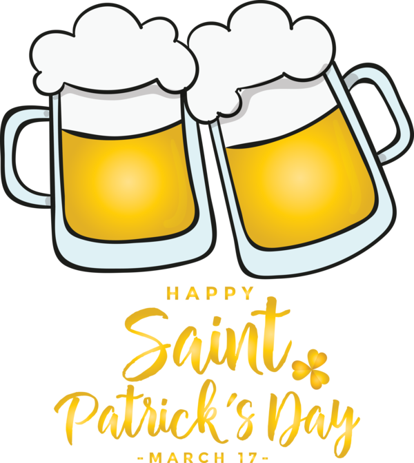 Transparent St. Patrick's Day Yellow Drinkware Beer glass for Saint Patrick for St Patricks Day