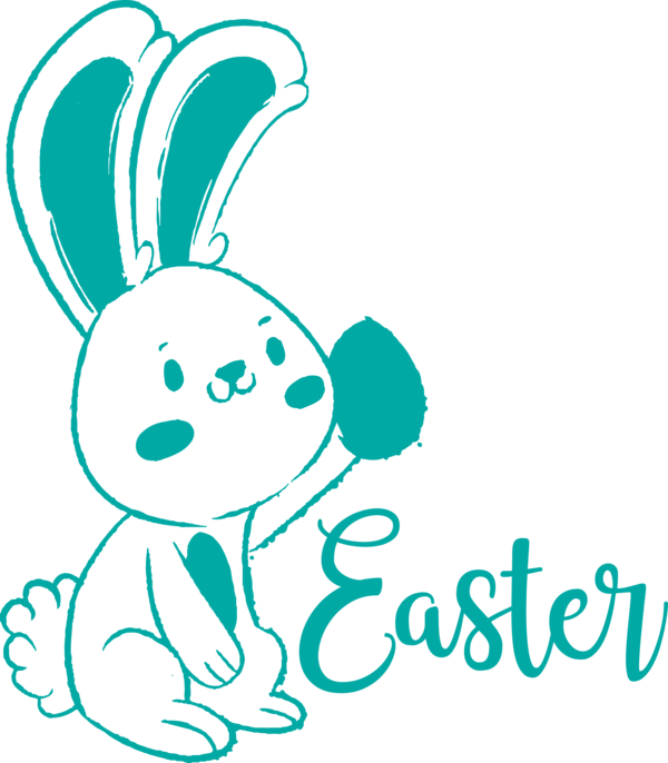 Transparent Easter Green Text Turquoise for Easter Bunny for Easter