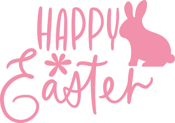 Transparent Easter Pink Text Rabbit for Easter Day for Easter