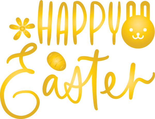 Transparent Easter Text Yellow Font for Easter Day for Easter