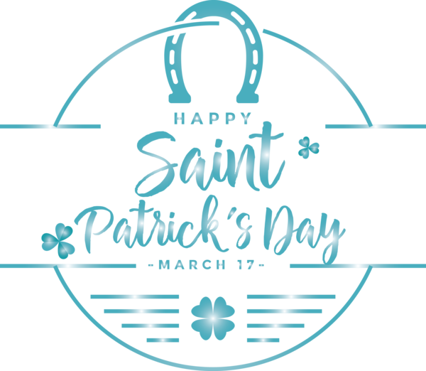 Transparent St. Patrick's Day Aqua Turquoise Text for Saint Patrick for St Patricks Day