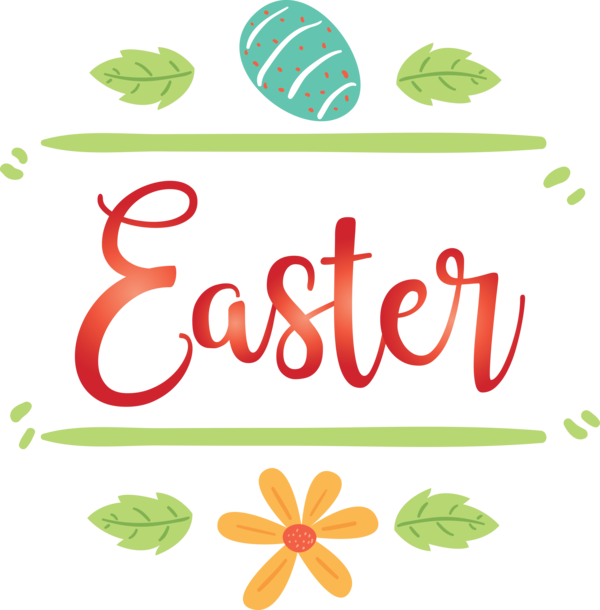 Transparent Easter Leaf Green Text for Easter Day for Easter