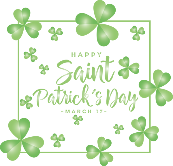 Transparent St. Patrick's Day Green Leaf Text for Saint Patrick for St Patricks Day