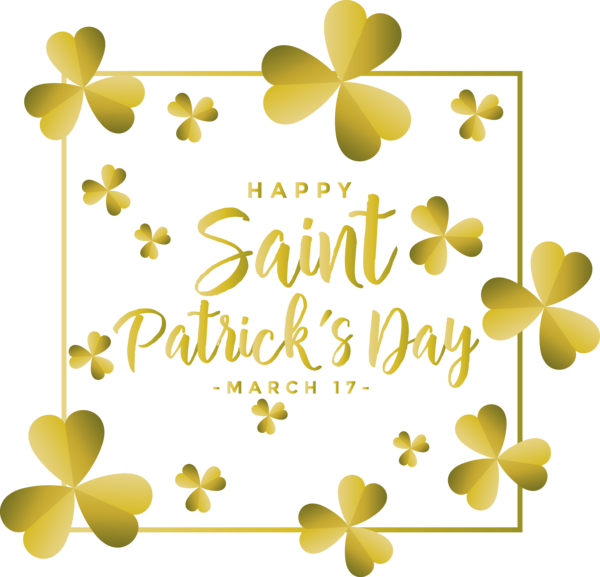 Transparent St. Patrick's Day Yellow Leaf Text for Saint Patrick for St Patricks Day