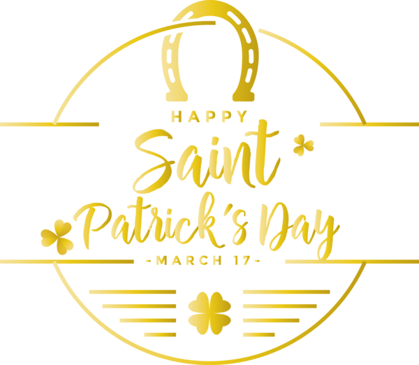 Transparent St. Patrick's Day Text Yellow Line for Saint Patrick for St Patricks Day