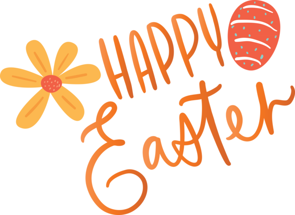 Transparent Easter Text Orange Font for Easter Day for Easter