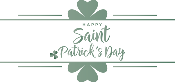 Transparent St. Patrick's Day Green Text Logo for Saint Patrick for St Patricks Day
