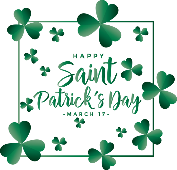 Transparent St. Patrick's Day Green Leaf Text for Saint Patrick for St Patricks Day
