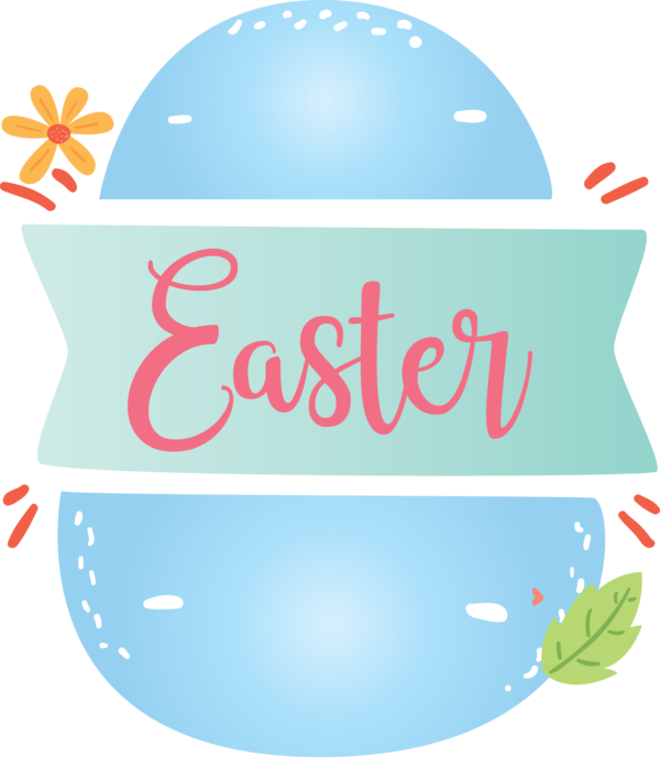 Transparent Easter Text Turquoise Sticker for Easter Egg for Easter