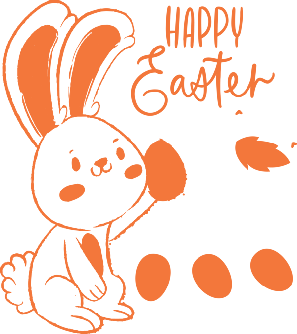 Transparent Easter Orange Facial expression Text for Easter Bunny for Easter