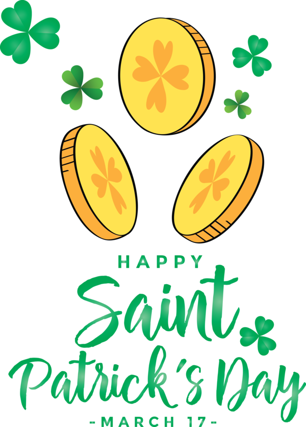 Transparent St. Patrick's Day Yellow Leaf Font for Saint Patrick for St Patricks Day
