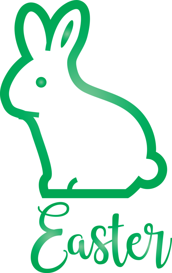 Transparent Easter Green Line art Animal figure for Easter Day for Easter