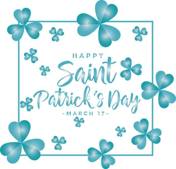 Transparent St. Patrick's Day Text Aqua Turquoise for Saint Patrick for St Patricks Day