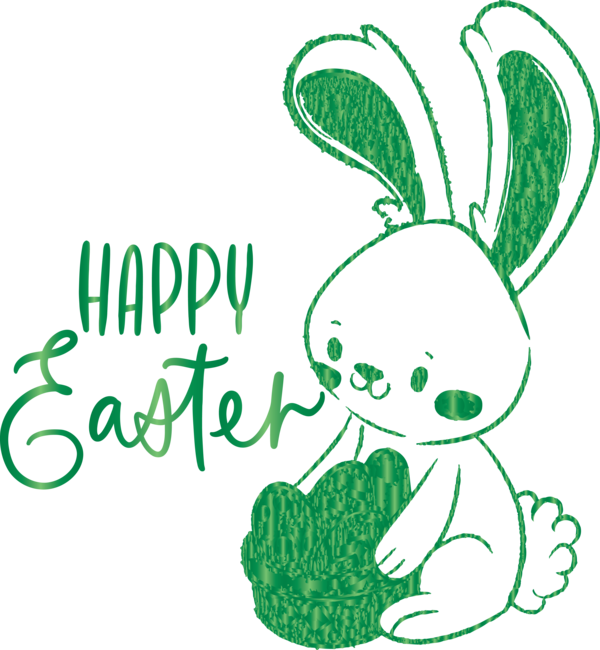 Transparent Easter Green Line art Leaf for Easter Bunny for Easter