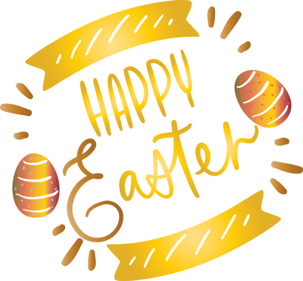 Transparent Easter Text Yellow Line for Easter Day for Easter