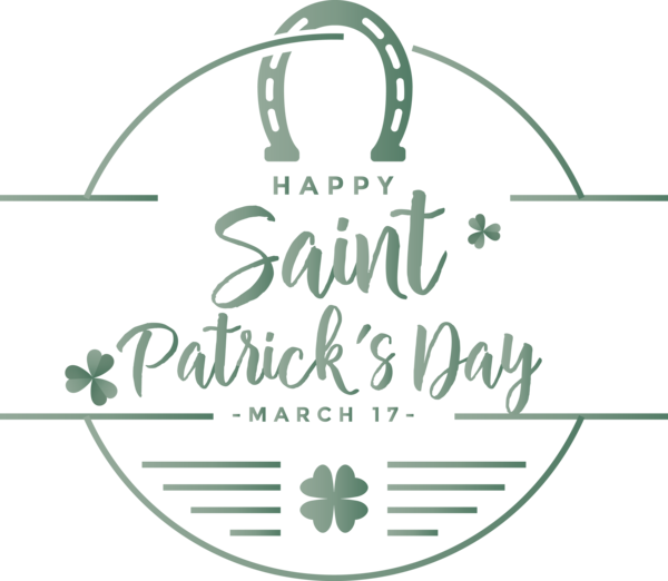 Transparent St. Patrick's Day Green Text Logo for Saint Patrick for St Patricks Day