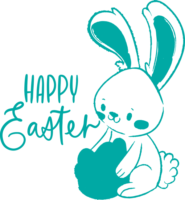 Transparent Easter Green Text Line art for Easter Bunny for Easter
