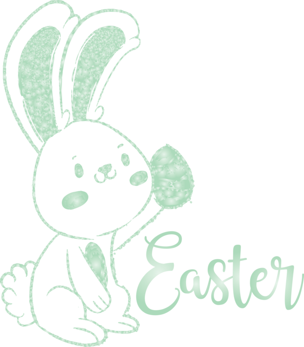 Transparent Easter Green Rabbit Text for Easter Bunny for Easter