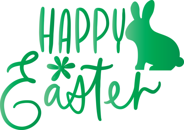 Transparent Easter Green Font Rabbit for Easter Day for Easter