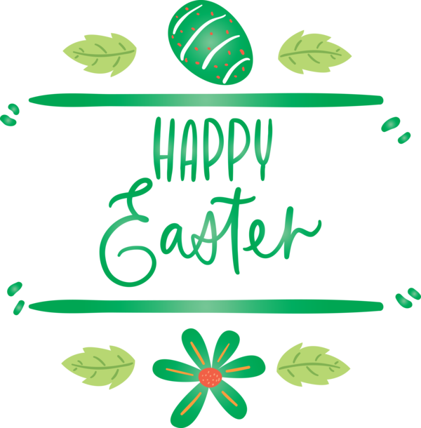 Transparent Easter Green Leaf Text for Easter Day for Easter