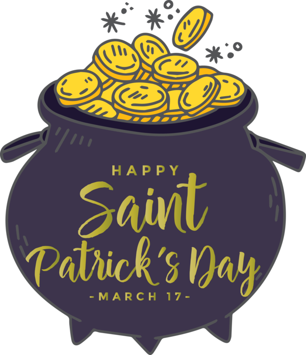 Transparent St. Patrick's Day Cookware and bakeware Cauldron Yellow for Saint Patrick for St Patricks Day