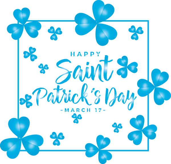 Transparent St. Patrick's Day Text Blue Aqua for Saint Patrick for St Patricks Day