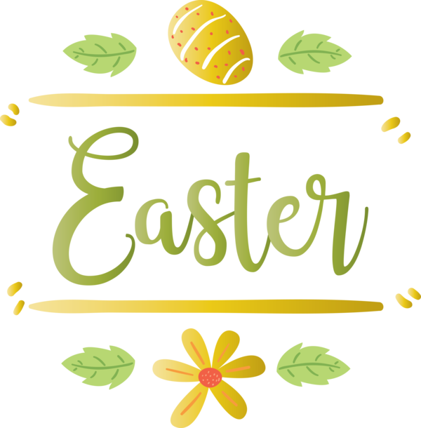 Transparent Easter Leaf Green Text for Easter Day for Easter