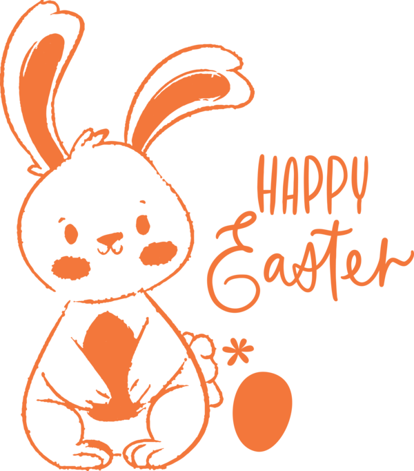Transparent Easter Text Orange Head for Easter Bunny for Easter