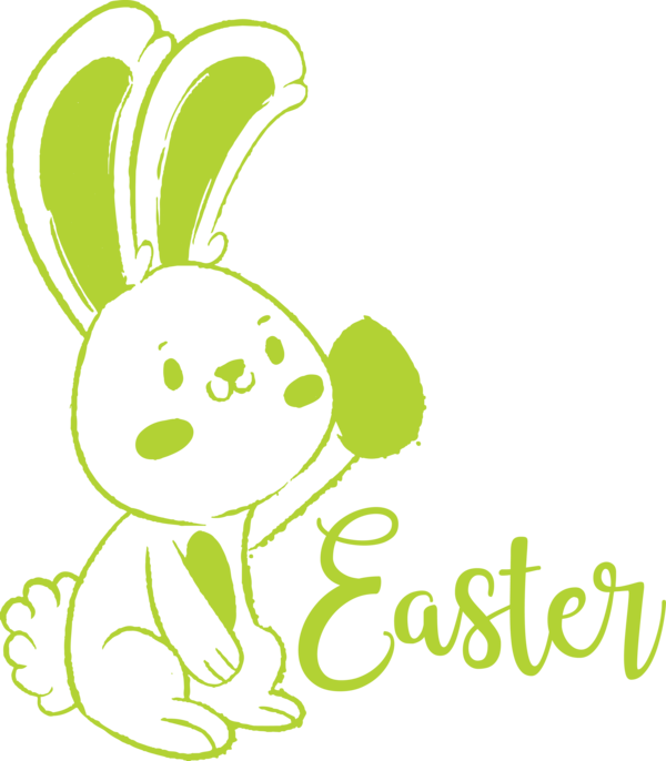 Transparent Easter Green Text Cartoon for Easter Bunny for Easter