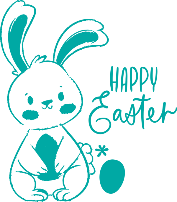 Transparent Easter Text Green Turquoise for Easter Bunny for Easter