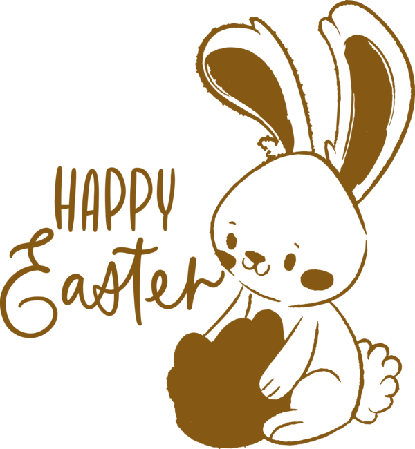 Transparent Easter Text Cartoon Line art for Easter Bunny for Easter