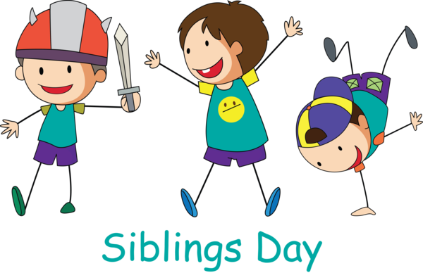 Transparent Siblings Day Cartoon Line Playing sports for Happy Siblings Day for Siblings Day