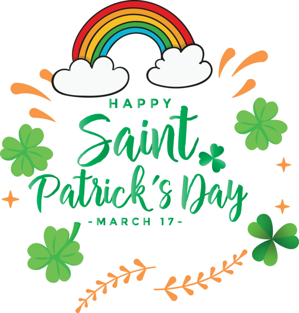 Transparent St. Patrick's Day Leaf Green Text for Saint Patrick for St Patricks Day
