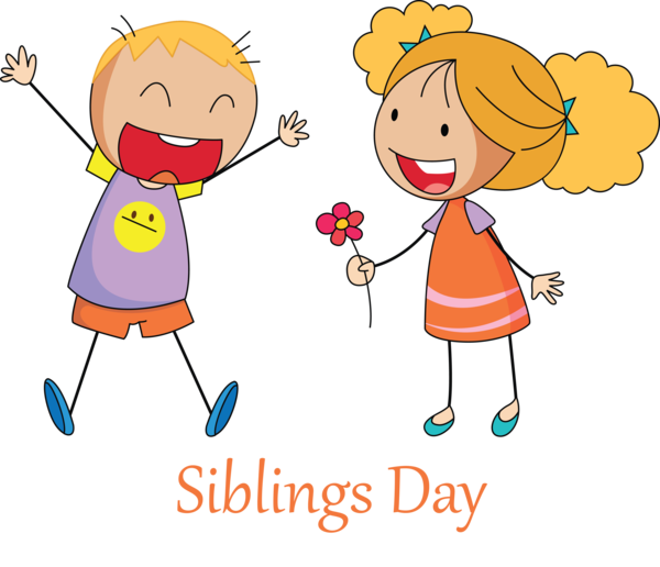 Transparent Siblings Day Cartoon Child Line for Happy Siblings Day for Siblings Day