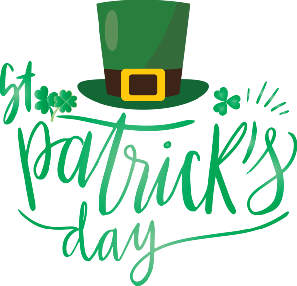 Transparent St. Patrick's Day Green Logo Font for Saint Patrick for St Patricks Day