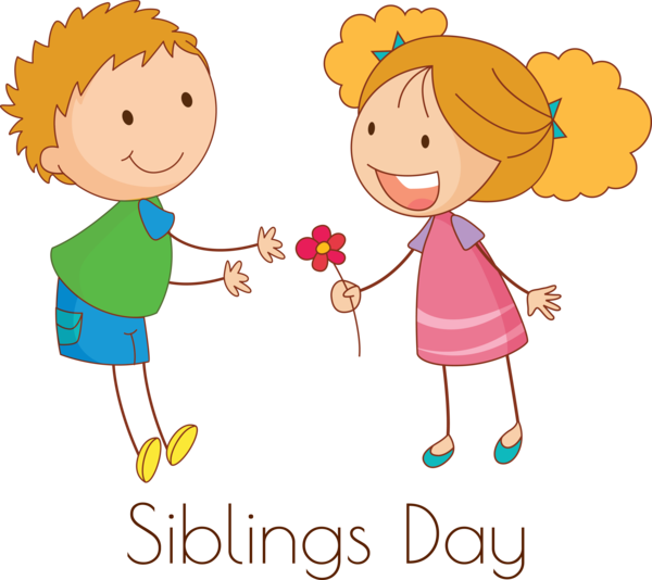 Transparent Siblings Day Cartoon Sharing Playing with kids for Happy Siblings Day for Siblings Day