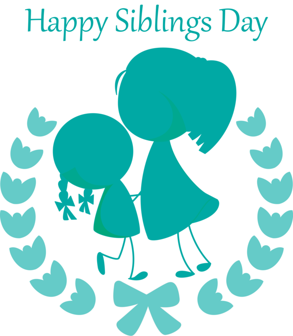 Transparent Siblings Day Turquoise Font Line art for Happy Siblings Day for Siblings Day