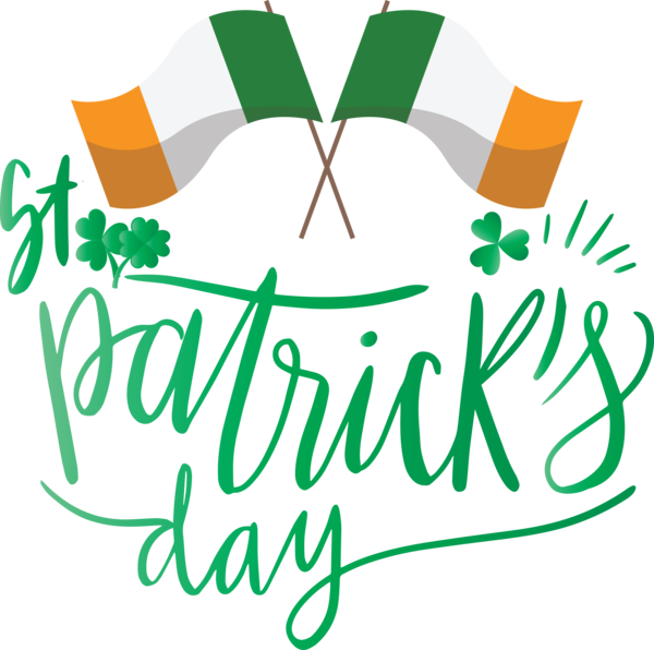 Transparent St. Patrick's Day Green Text Logo for Saint Patrick for St Patricks Day