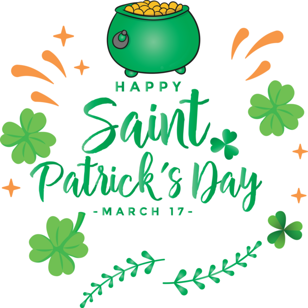 Transparent St. Patrick's Day Leaf Green Text for Saint Patrick for St Patricks Day