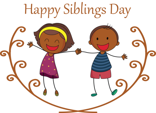 Transparent Siblings Day Cartoon Text Sharing for Happy Siblings Day for Siblings Day