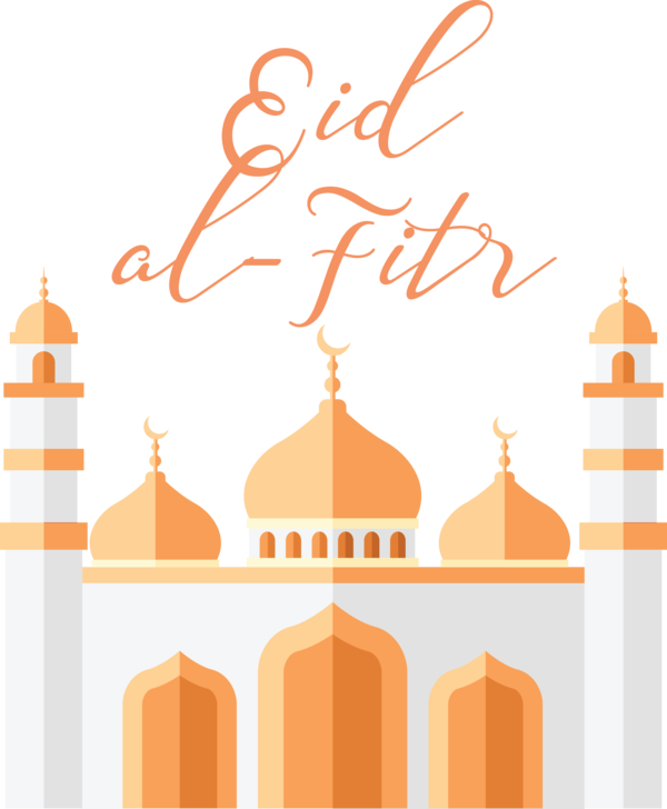 Transparent Eid al Fitr Orange Line Font for Id al fitr for Eid Al Fitr