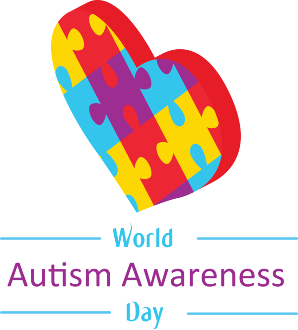 Transparent Autism Awareness Day Heart Text Line for World Autism Awareness Day for Autism Awareness Day