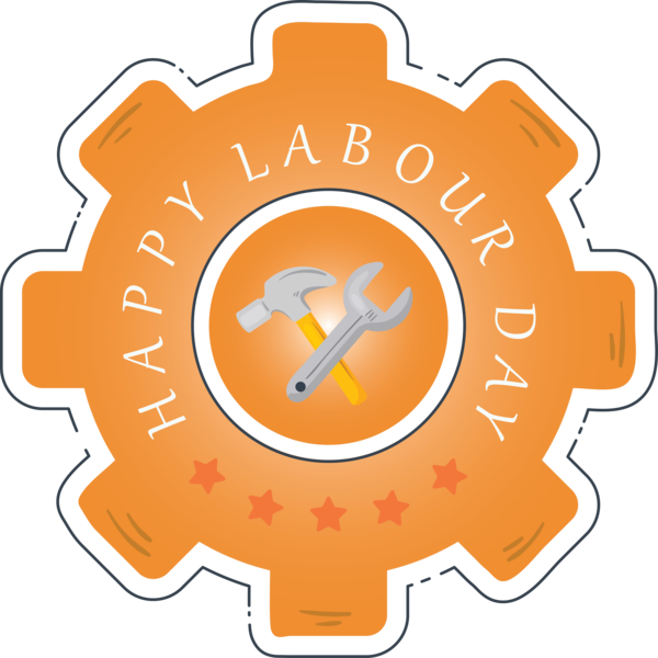 Transparent Labour Day Orange Furniture Clock for Labor Day for Labour Day