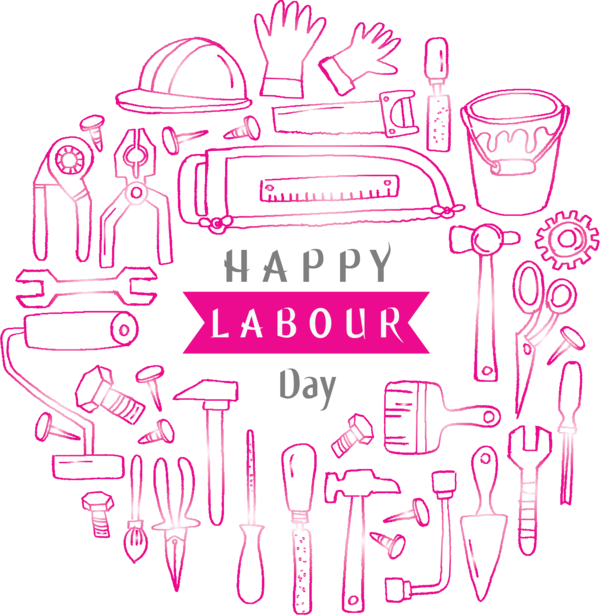 Transparent Labour Day Text Pink Line art for Labor Day for Labour Day