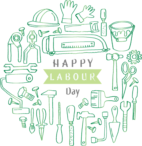 Transparent Labour Day Line art Green Text for Labor Day for Labour Day