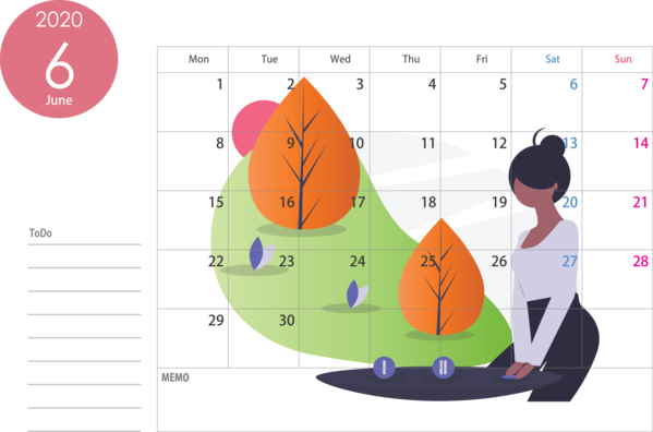 Transparent New Year Diagram for Printable 2020 Calendar for New Year
