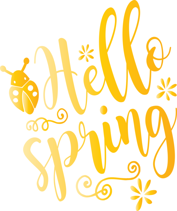 Transparent Easter Text Yellow Font for Hello Spring for Easter